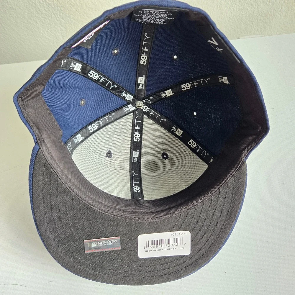New Era 59FIFTY STL St Louis Cardinals Navy Blue Fitted Hat Size 7 1/4 Retro New